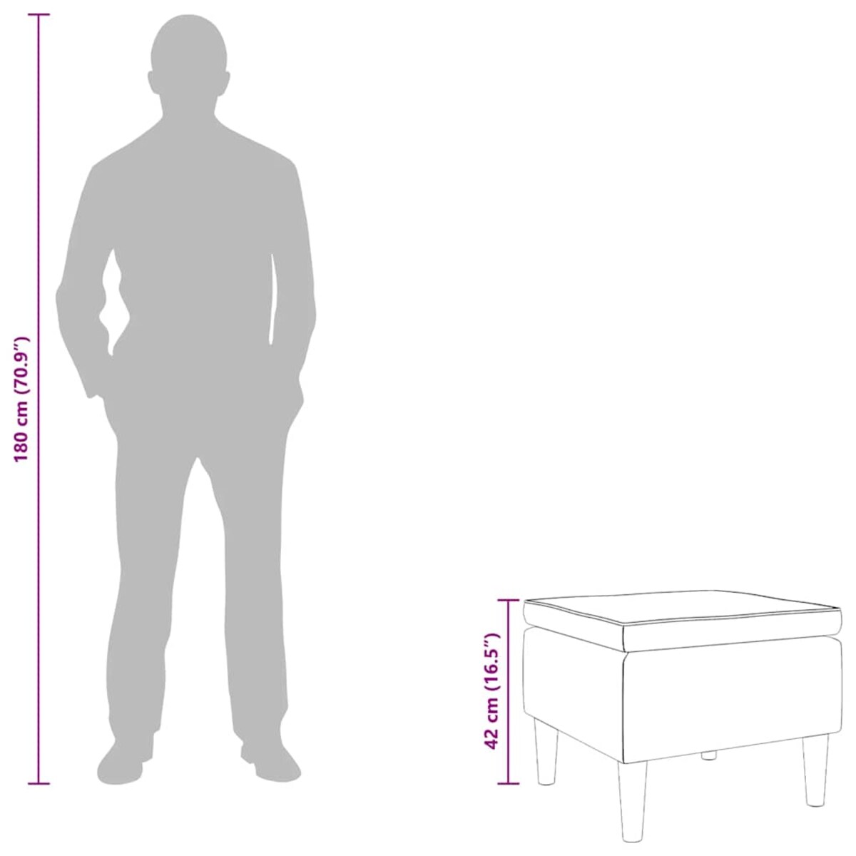 vidaXL Stołek z drewnianymi nogami, jasnoszary aksamit