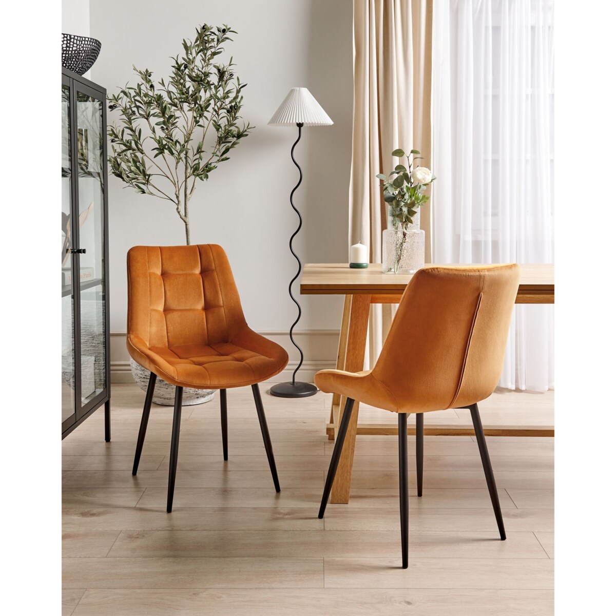 Krzesło do jadalni Zestaw 2 Welur Pomarańczowy MELROSE