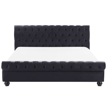 Łóżko wodne Welur AVALLON 160 x 200 cm Czarny