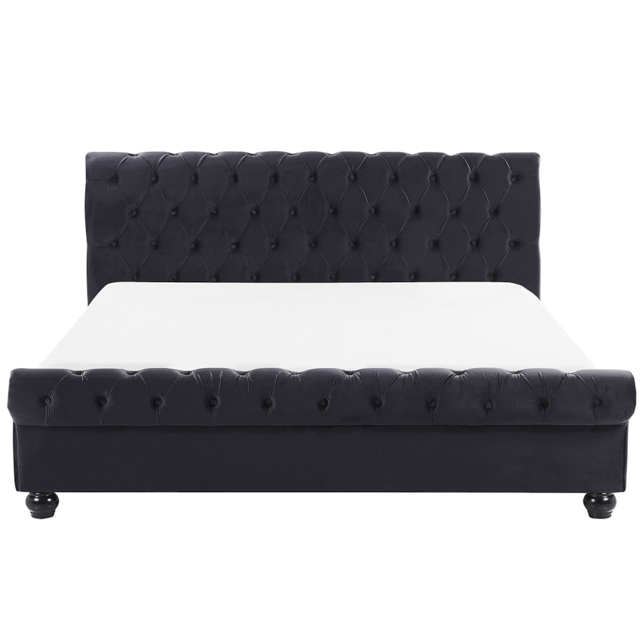 Łóżko wodne Welur AVALLON 160 x 200 cm Czarny