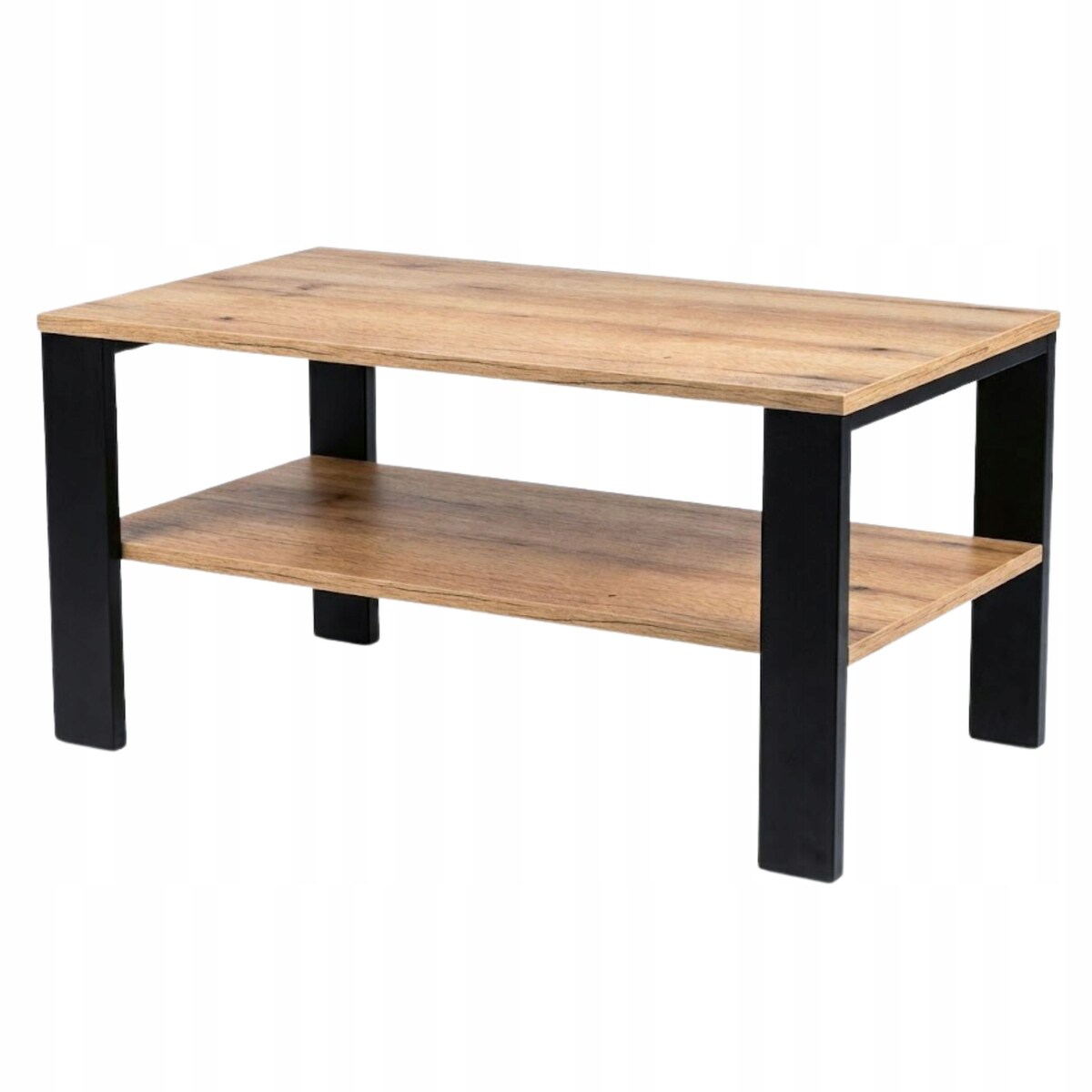 Stolik Kawowy Loft Dąb Evoke Czarny Stelaż 90X52Cm Ława Industrialna