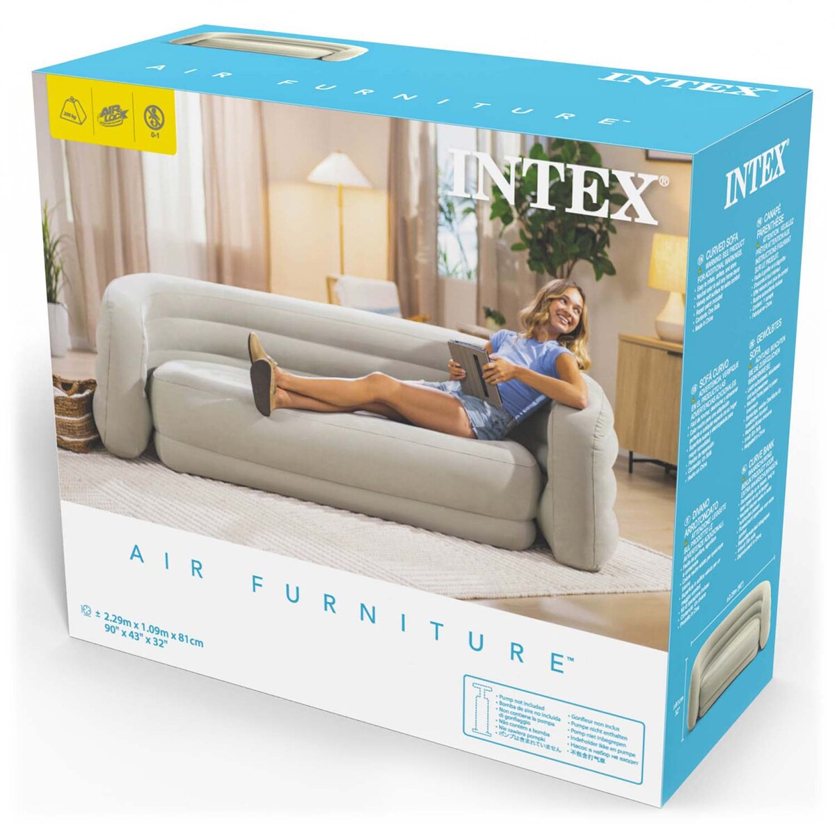Sofa dmuchana welurowa Intex 66571 łóżko materac 229x109x81 cm model 2026