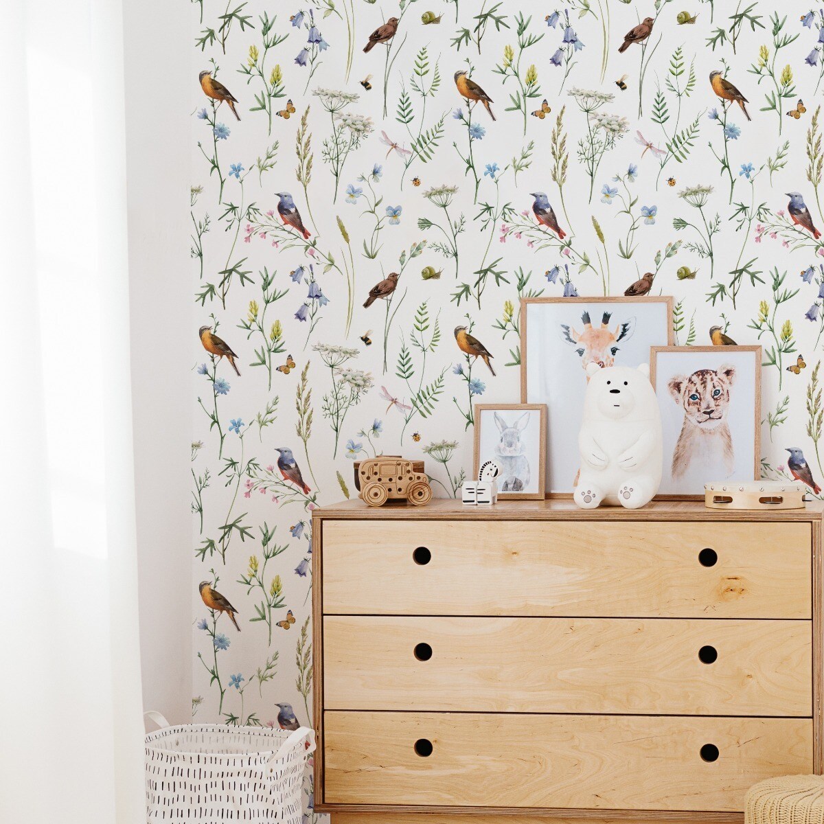 Tapeta PTAKI Kolibry Kwiaty Liście