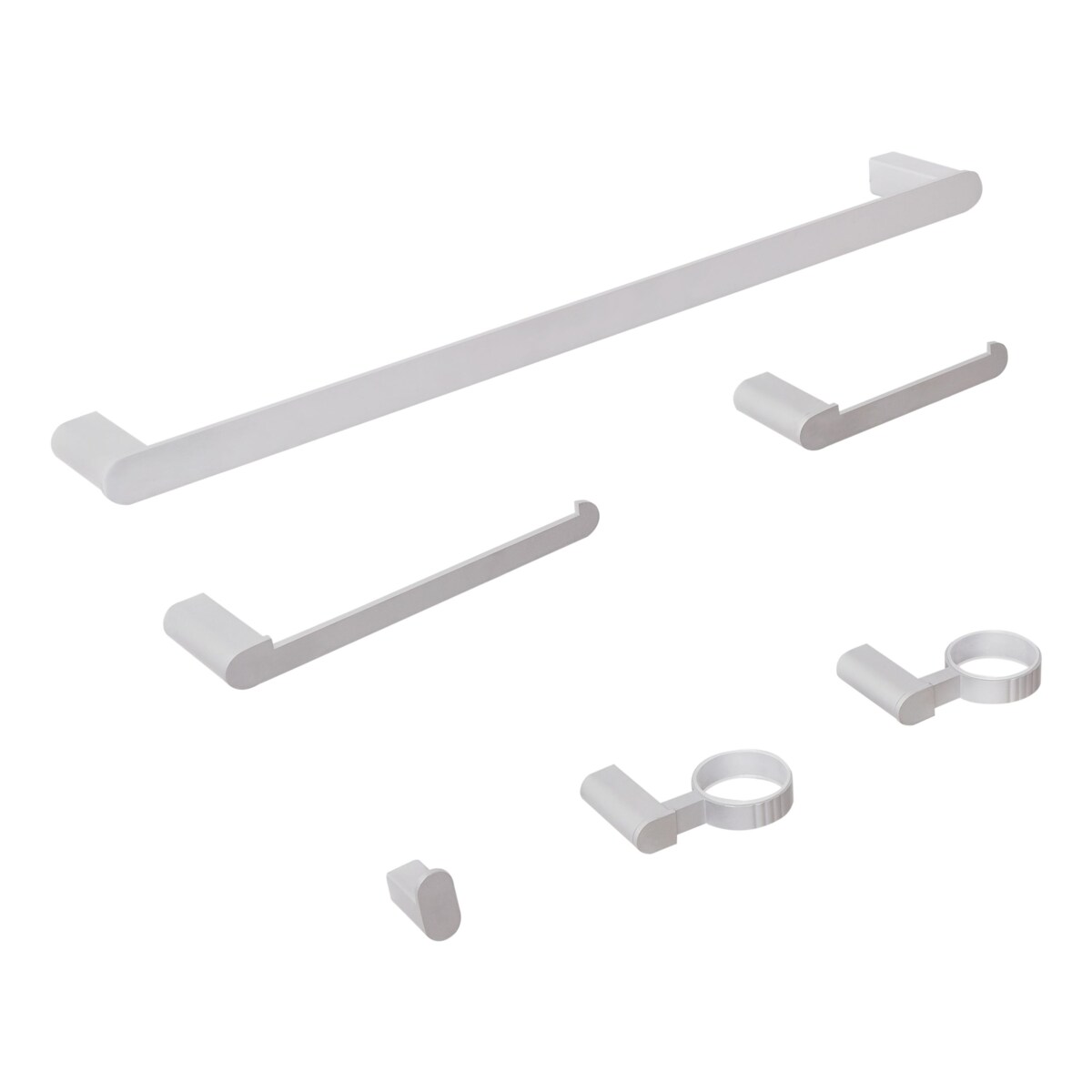 Zestaw akcesoriów toaletowych 6 elementów PARACAS Z uchwytami i haczykami na ręczniki Srebrny