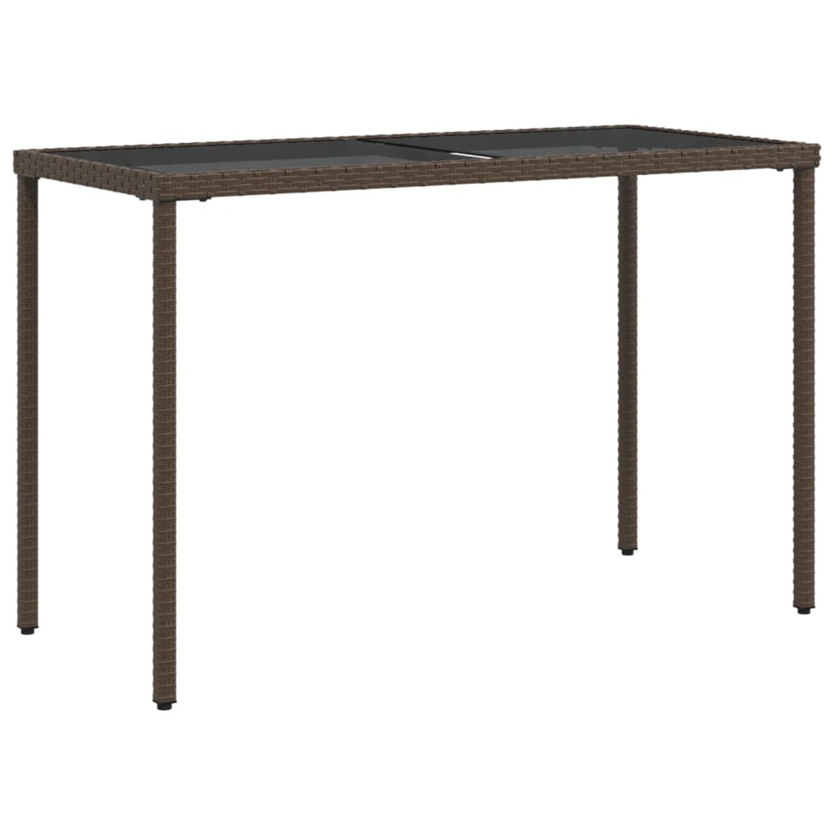 vidaXL Stół ogrodowy ze szklanym blatem, brąz, 115x54x74 cm, rattan PE
