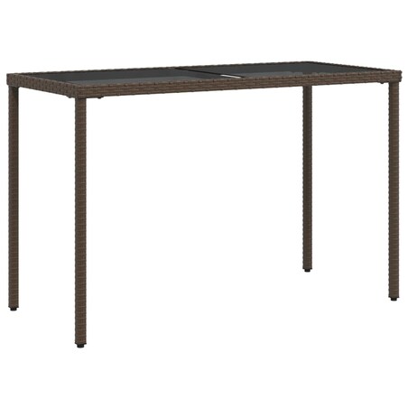 vidaXL Stół ogrodowy ze szklanym blatem, brąz, 115x54x74 cm, rattan PE