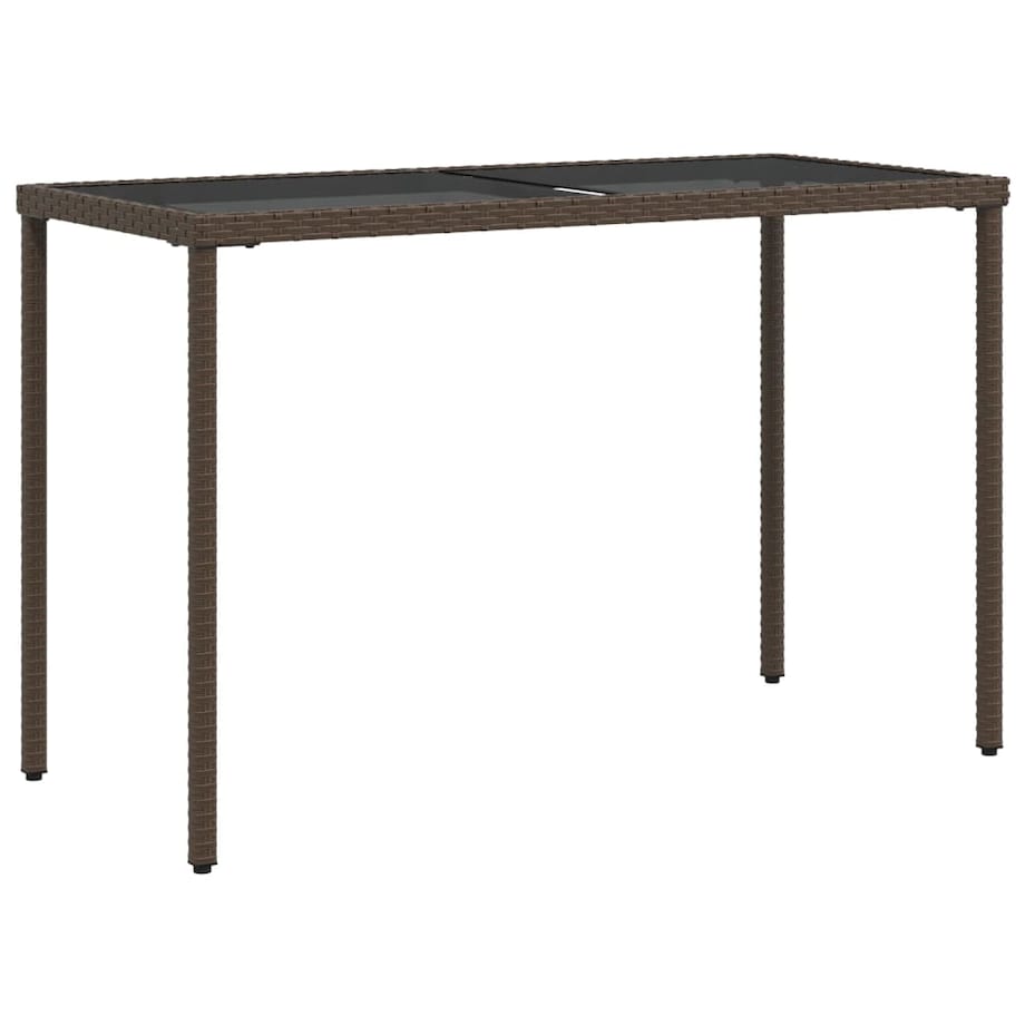 vidaXL Stół ogrodowy ze szklanym blatem, brąz, 115x54x74 cm, rattan PE