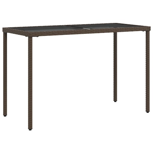 vidaXL Stół ogrodowy ze szklanym blatem, brąz, 115x54x74 cm, rattan PE