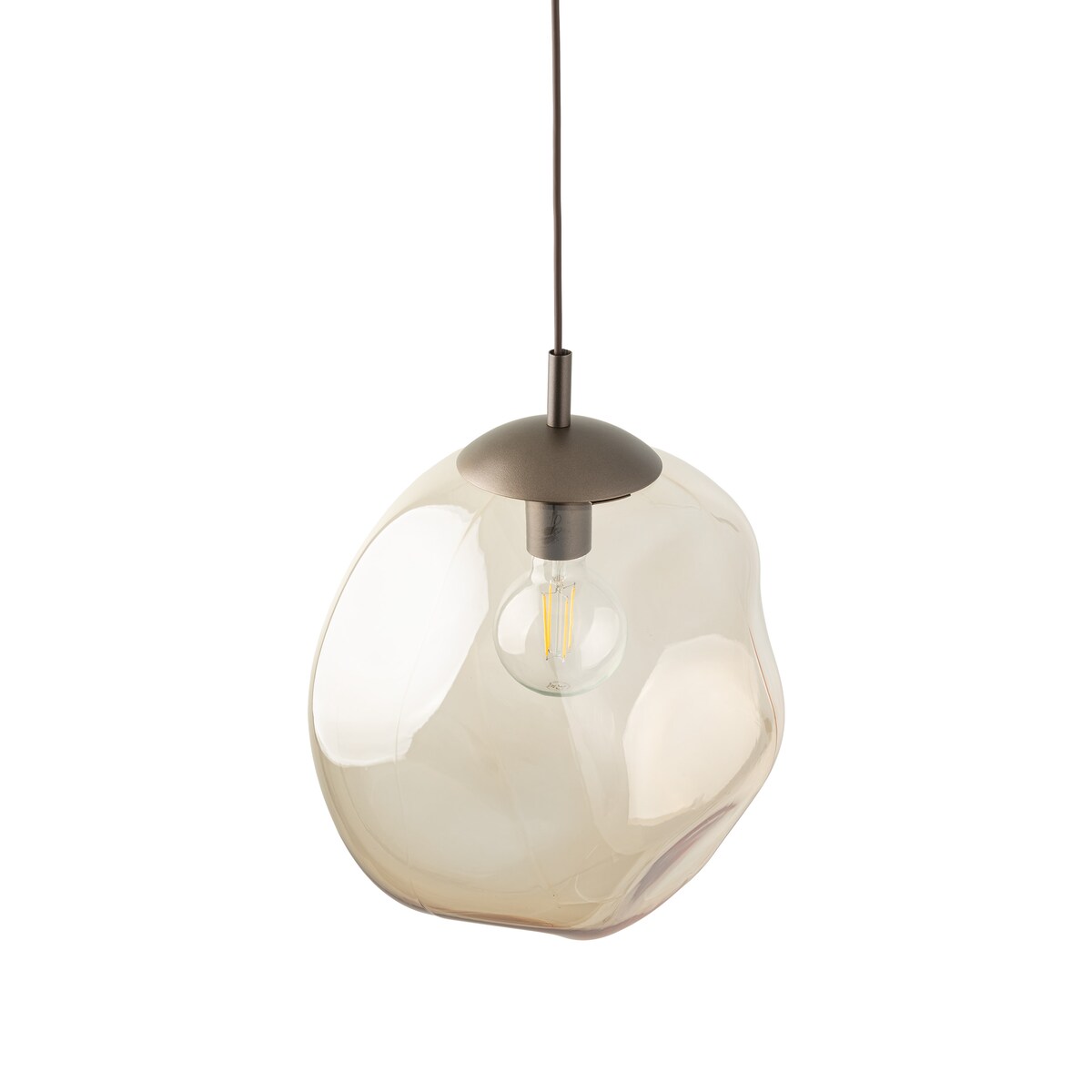 Lampa wisząca TK Lighting LAVA L Brown 11324 E27 regulowana bursztynowy szklany klosz nowoczesna do salonu i jadalni