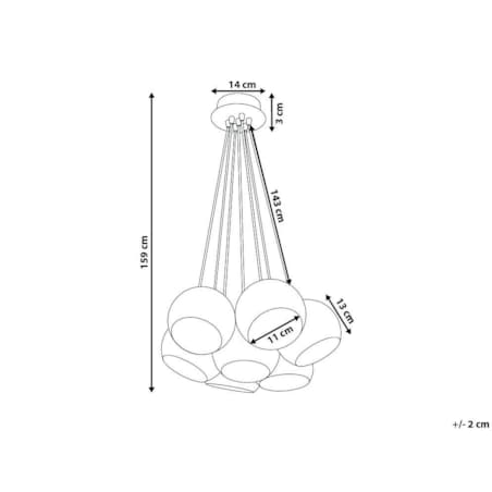 Lampa wisząca 7 kloszy metalowa złota OLZA