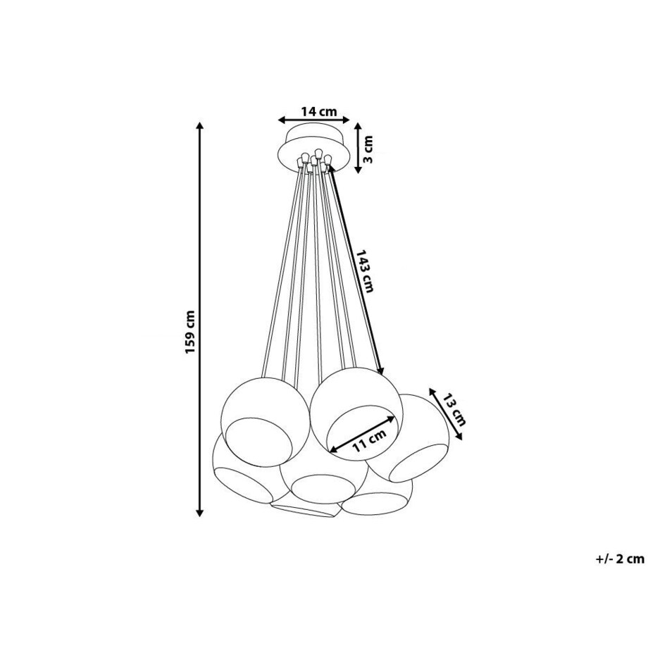 Lampa wisząca 7 kloszy metalowa złota OLZA