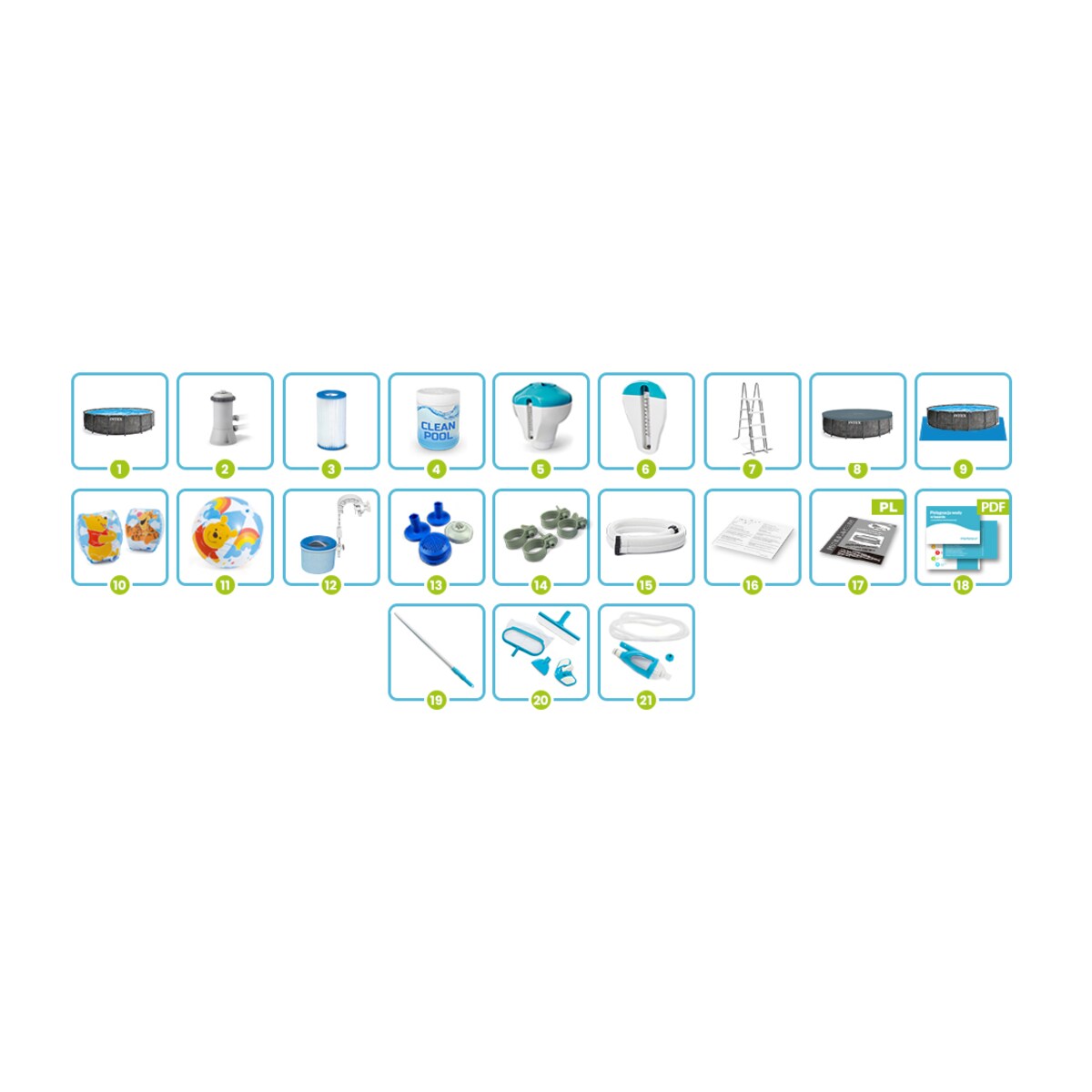 Basen ogrodowy stelażowy Intex 457x122 zestaw 21w1