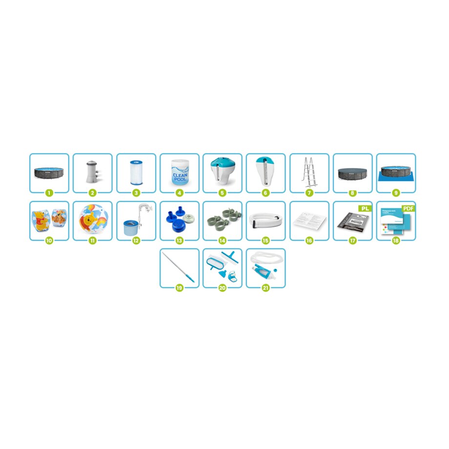Basen ogrodowy stelażowy Intex 457x122 zestaw 21w1