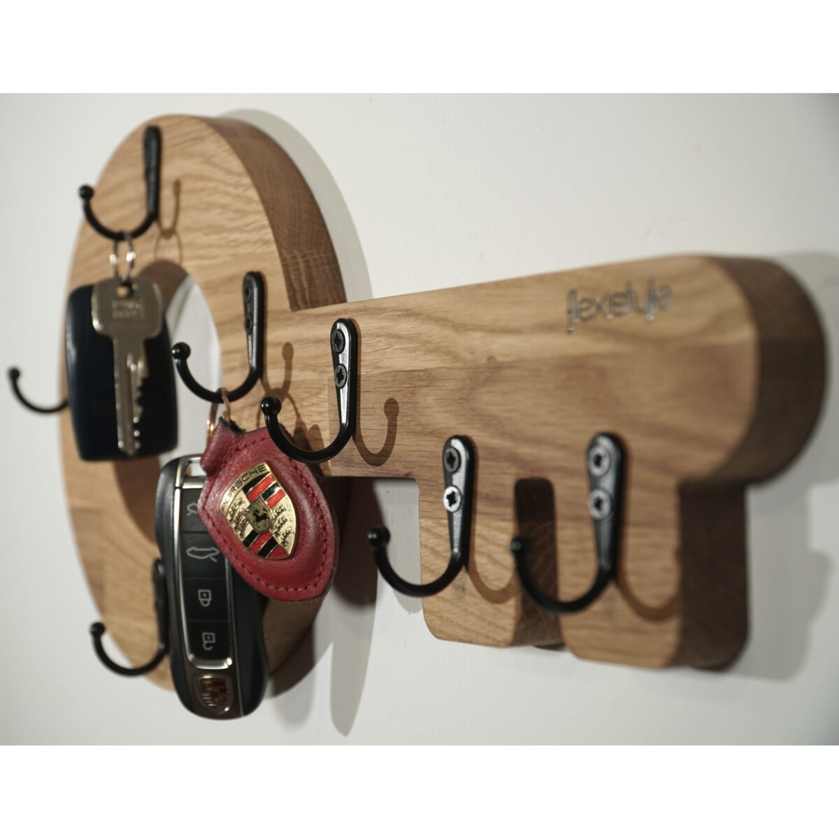 Drewniany wieszak na klucze Klucz Retro Dębowy