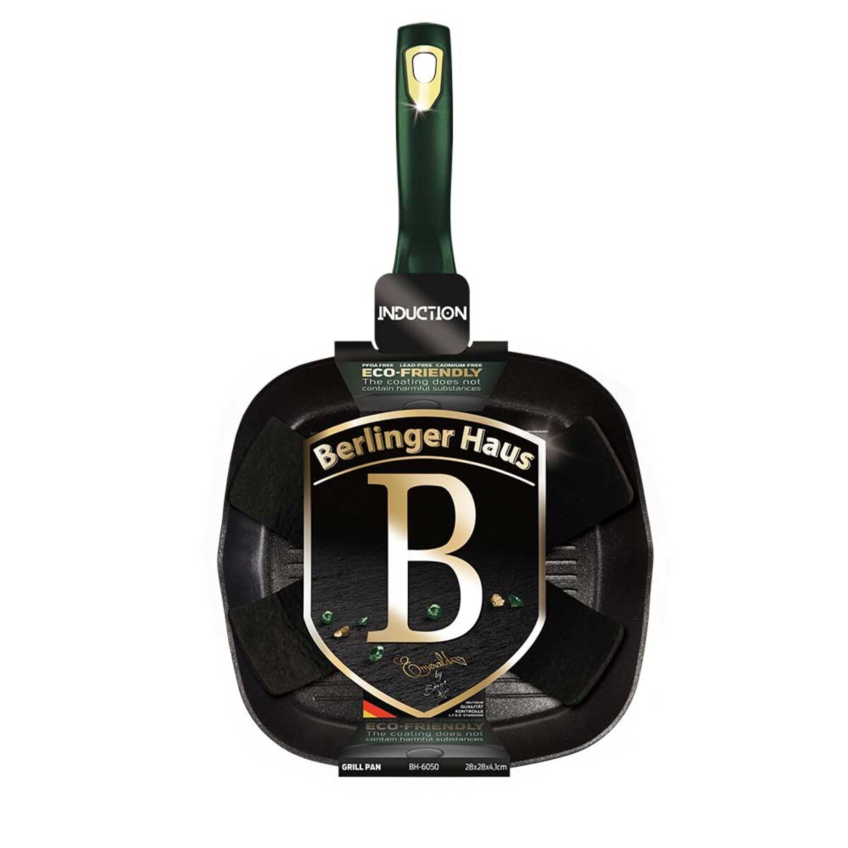 Patelnia tytanowa grillowa 28x28cm BERLINGER HAUS Metallic Emerald