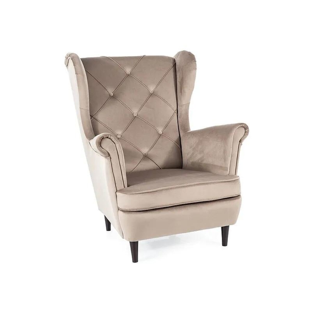 Fotel uszak LADY VELVET ciemnobeżowy