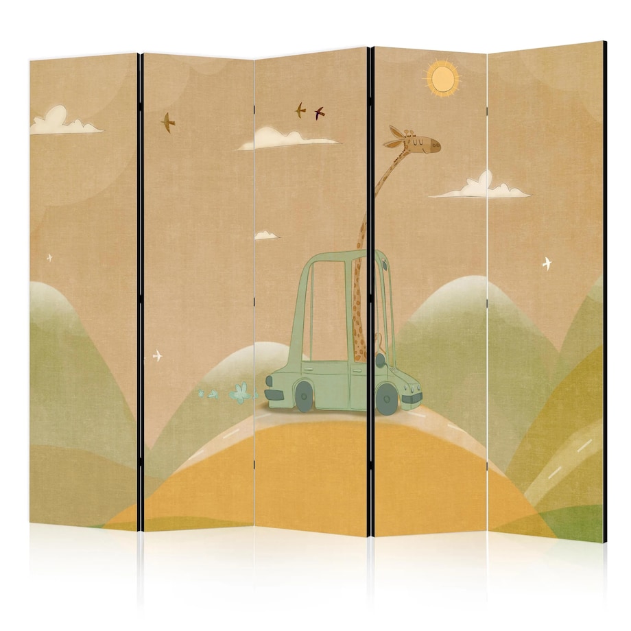 Parawan jednostronny Dla dzieci 225x172 cm 5-częściowy wielokolorowy