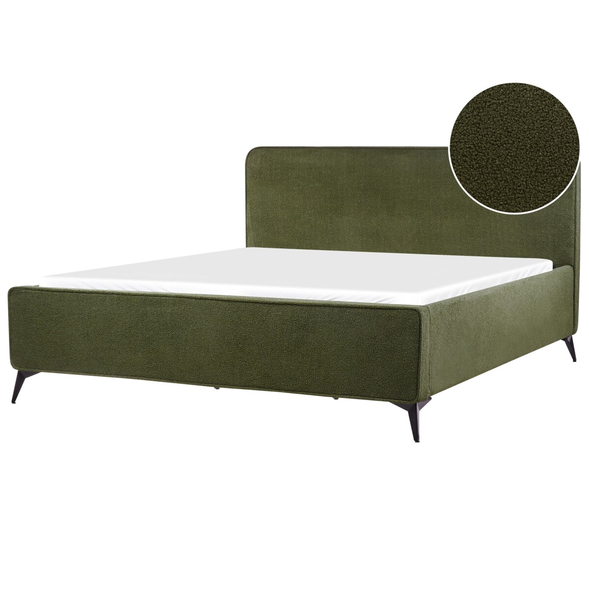 Łóżko Boucle VALOGNES 180 x 200 cm Ciemnozielony