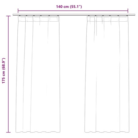 vidaXL Zasłony z haczykami, 2 szt., aksamitne, kremowe, 140x175 cm