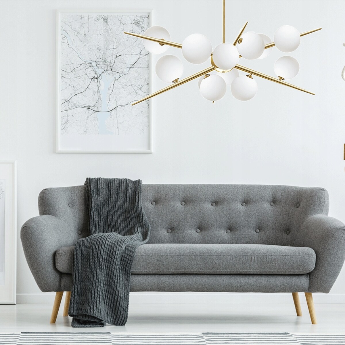 Lampa Wisząca Sufitowa Złota Szklane Kule 12 G9