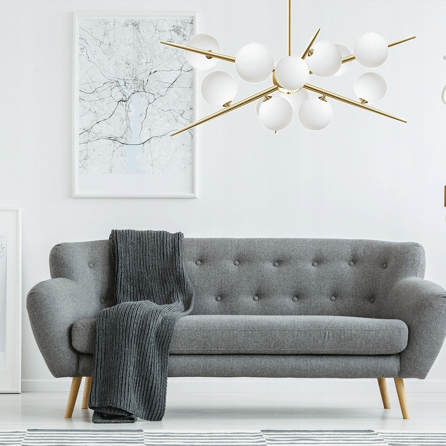 Lampa Wisząca Sufitowa Złota Szklane Kule 12 G9