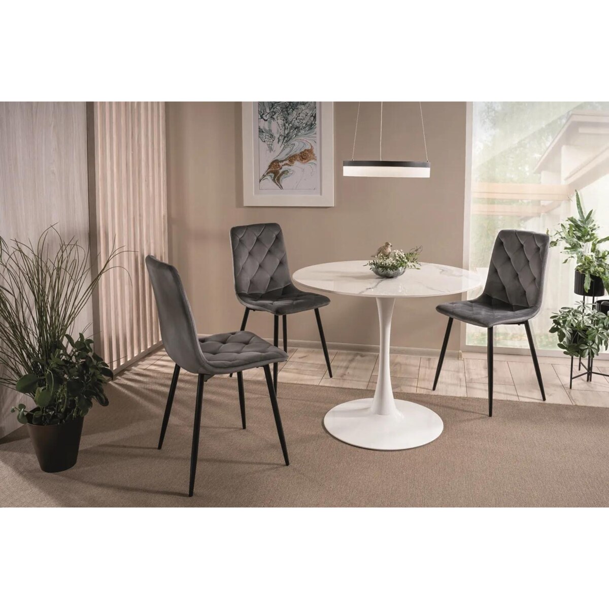 Krzesło tapicerowane JERRY VELVET szare