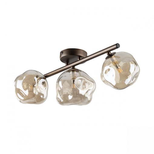 Lampa sufitowa TK Lighting LAVA BROWN 11035 brązowo-bursztynowa 3xG9 glamour do salonu i jadalni