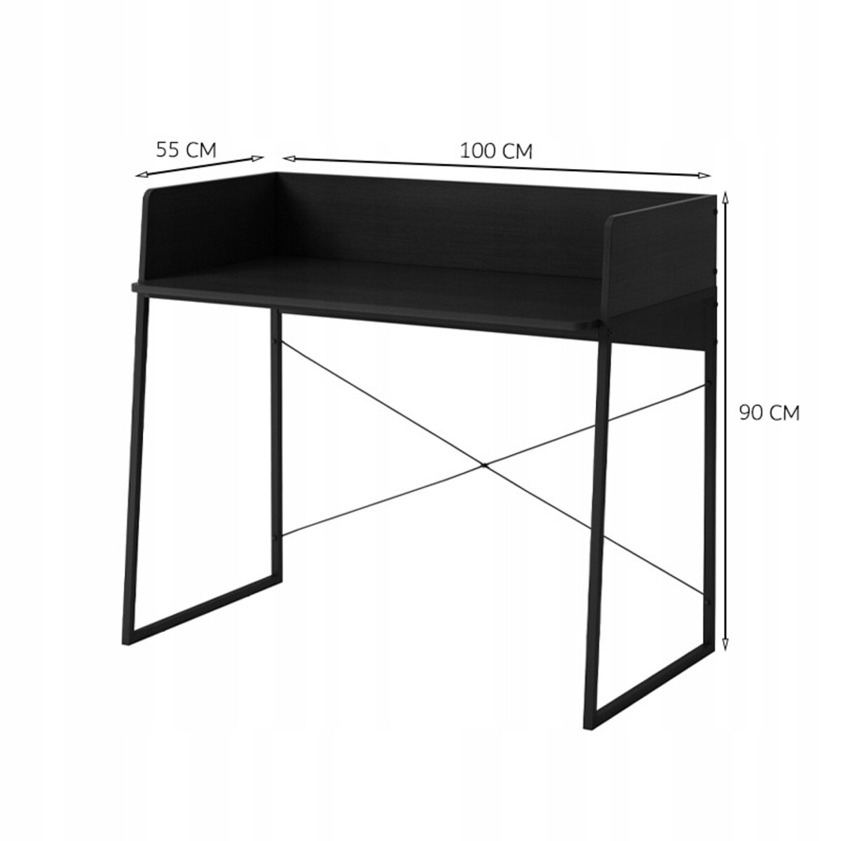 Biurko komputerowe nowoczesne industrialne vintage loft czarne 100 cm