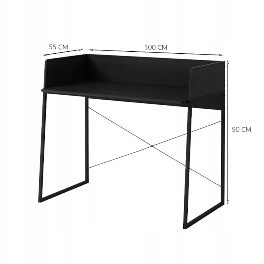 Biurko komputerowe nowoczesne industrialne vintage loft czarne 100 cm