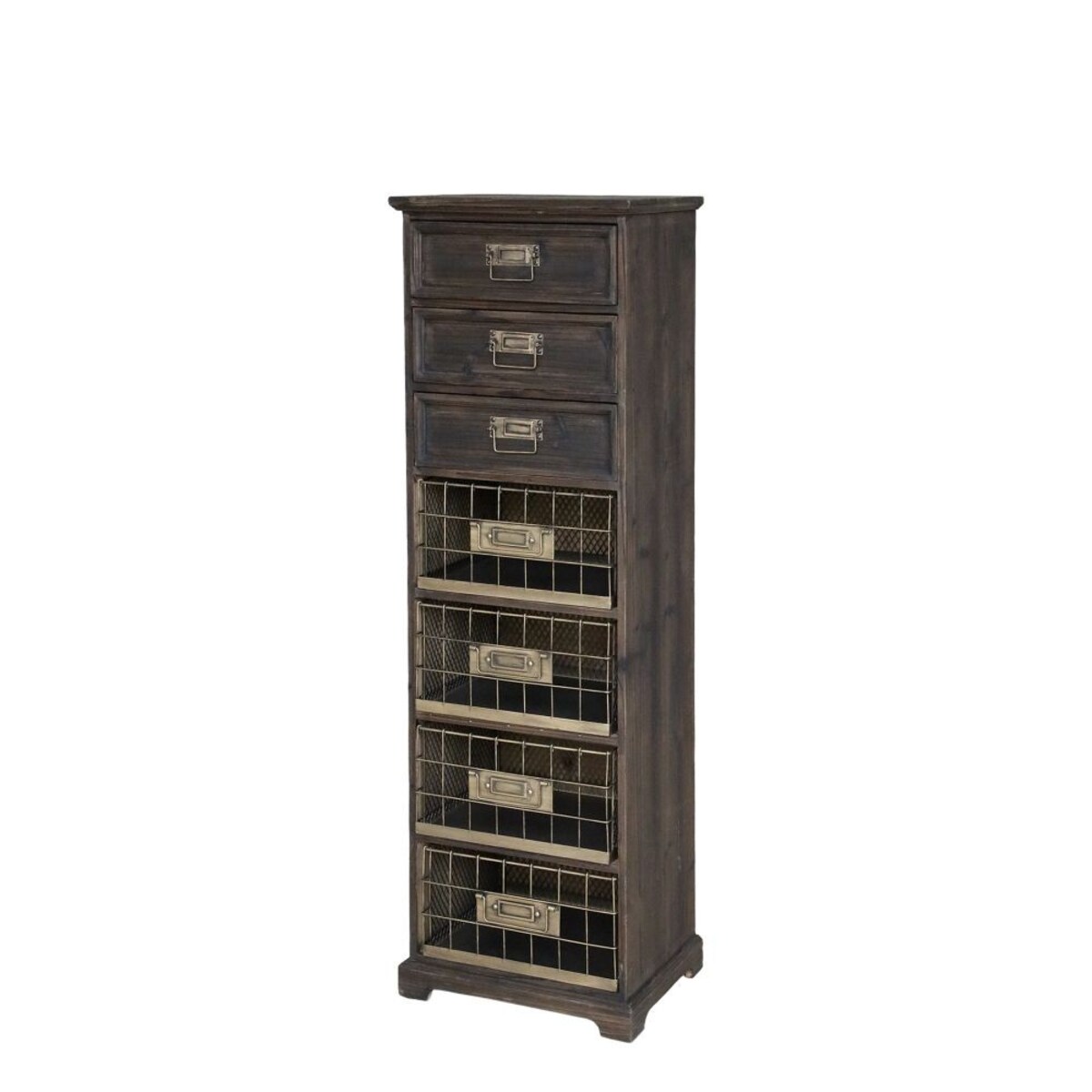 Komoda szafka z szufladami i drucianymi koszami 139 cm