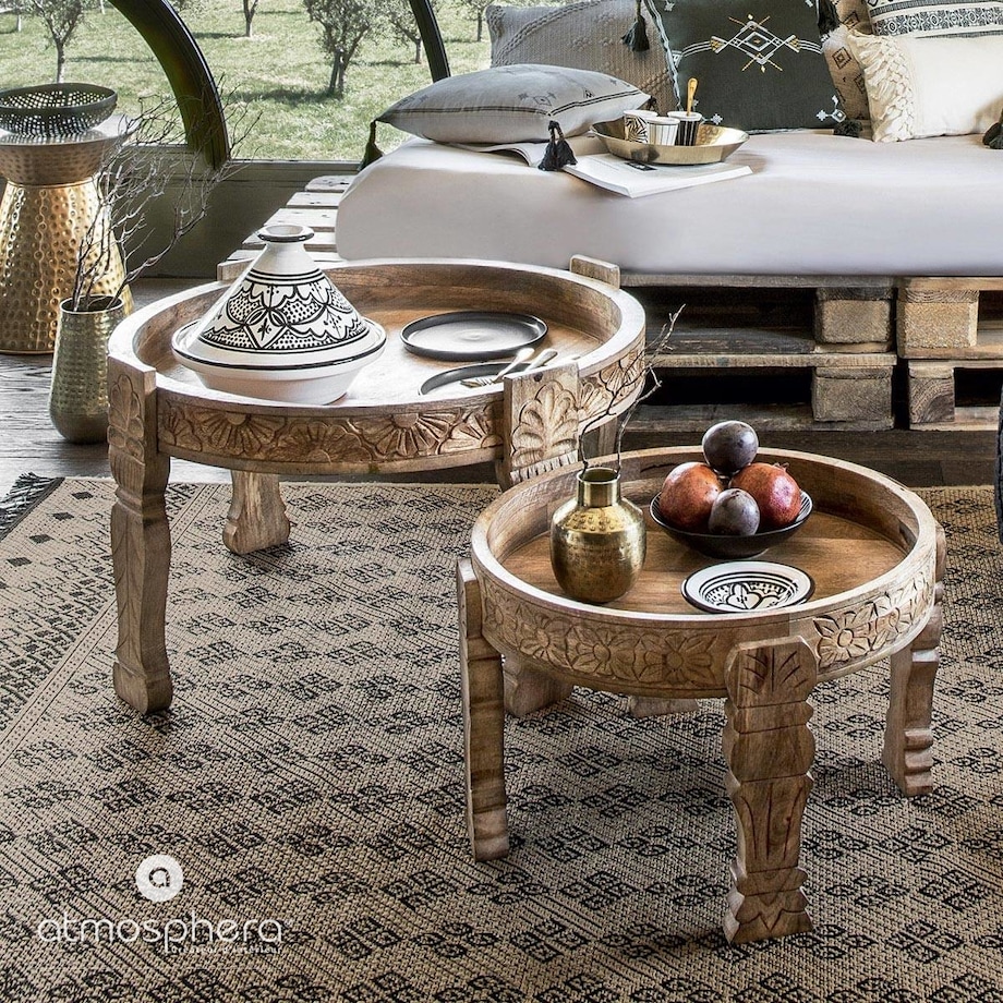 Drewniany stolik kawowy, Ø 74 cm