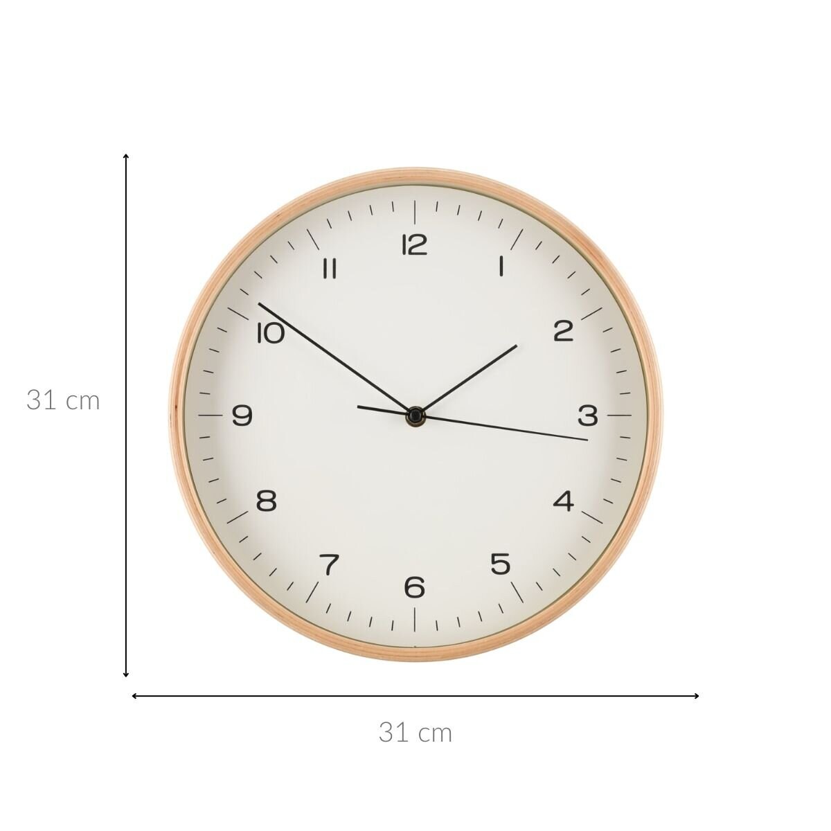 Zegar ścienny ze sklejki, Ø 31 cm