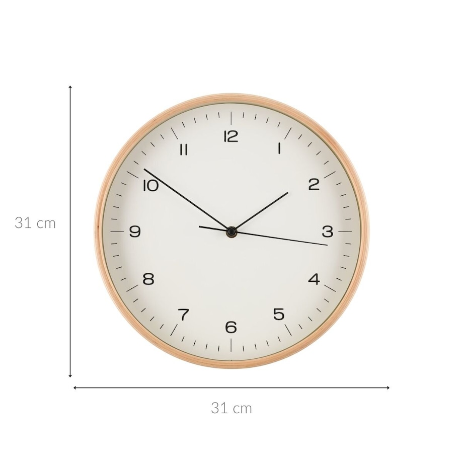 Zegar ścienny ze sklejki, Ø 31 cm