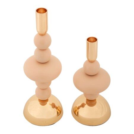 Świeczniki metalowe 2 szt. 30/22x10 cm CALLARA jasnoróżowe