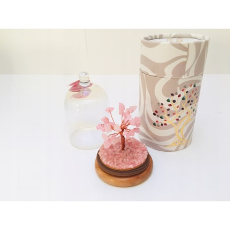 Drzewko z KAMIENI KWARCU amulet talizman na szczęście w Szklanej Kopule box