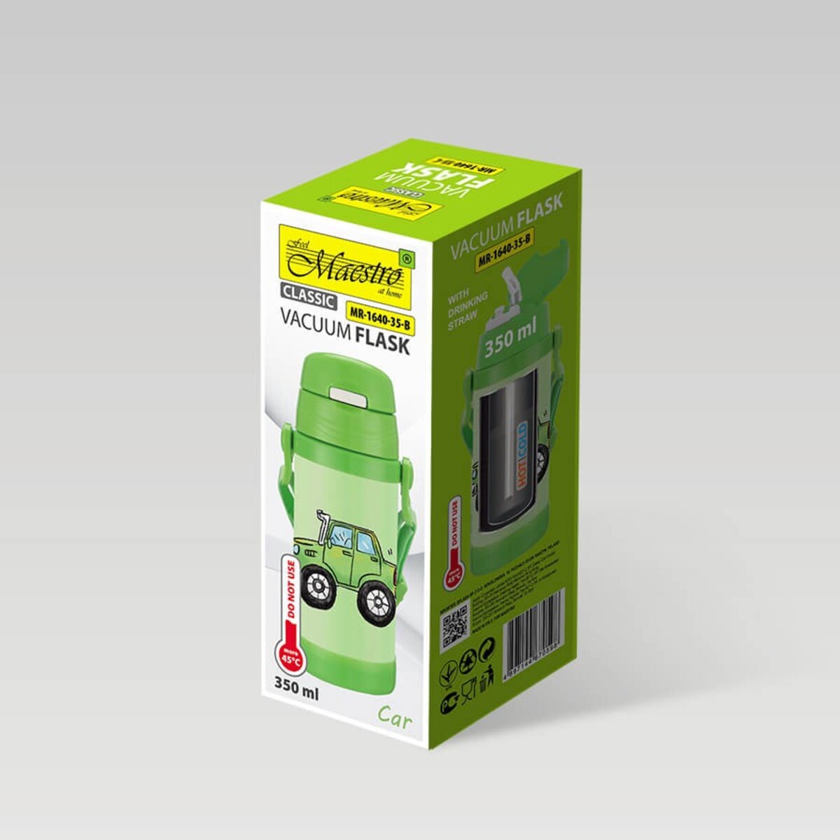 Kubek termiczny dla dzieci dziecka ze słomką 350ml autko MAESTRO MR-1640-35-B