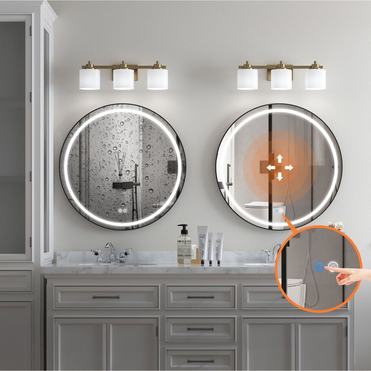 Lustro ścienne LED z czarną ramą MMJ BLACK 50cm