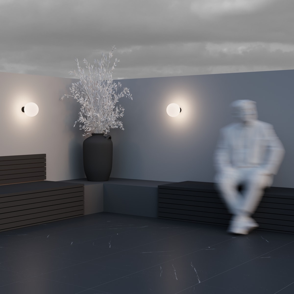 Kulisty kinkiet elewacyjny Bold O598WL-01B1 Maytoni do ogrodu IP54 czarny