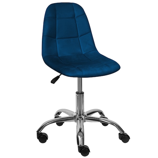 Krzesło biurowe obrotowe nowoczesne pikowane granatowe
