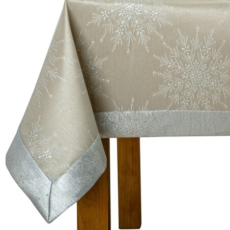 Obrus Śnieżynka beżowy - 120x120 cm - beżowy