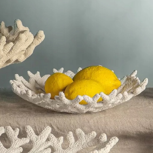 PATERA NA OWOCE DEKORACJE BIAŁA RAFA KORALOWA marynistyka na stół do salonu