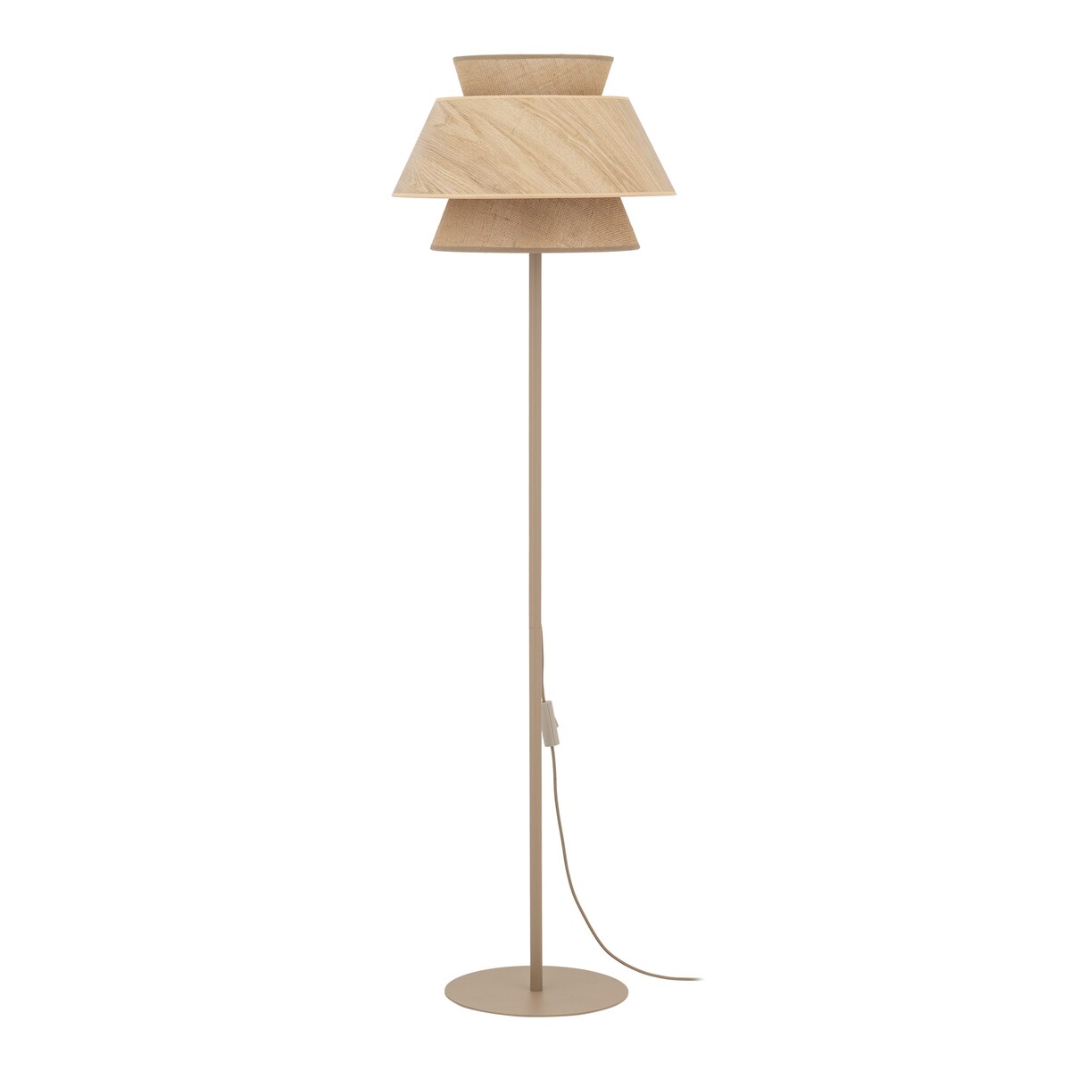Lampa Stojąca Tk Lighting Kalum Len Fornir 1Xe27 Skandynawski, Boho, Japandi