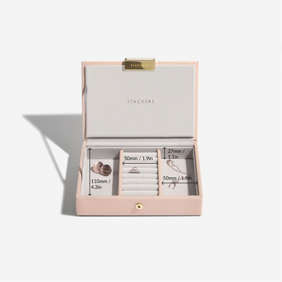 Szkatułka na biżuterię Stackers mini różowo-szampańska z pokrywką