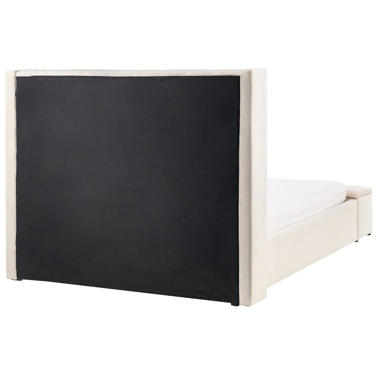 Łóżko z ławką Welur NOYERS 140 x 200 cm Złamana biel