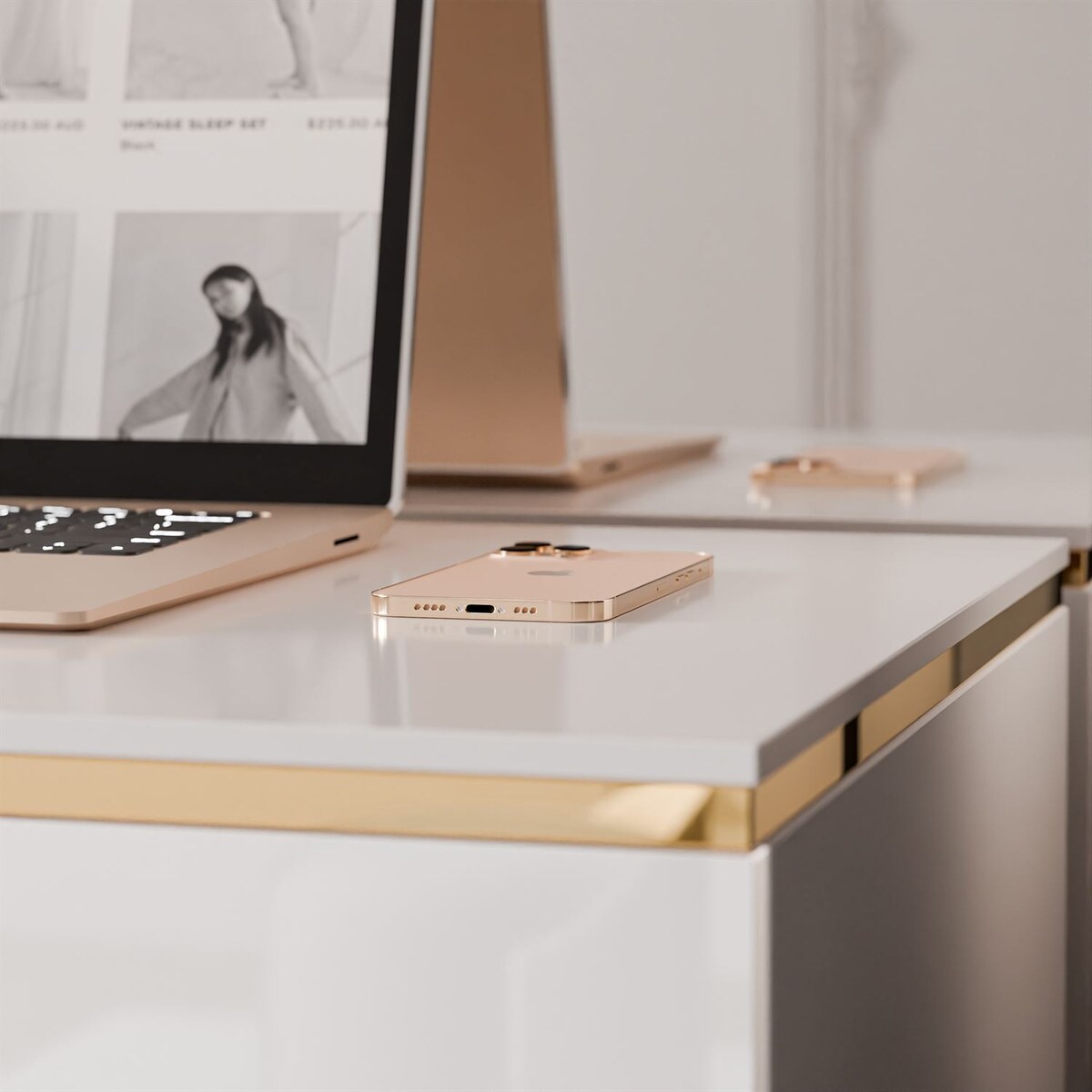 Biurko AURORA z szufladami biały połysk