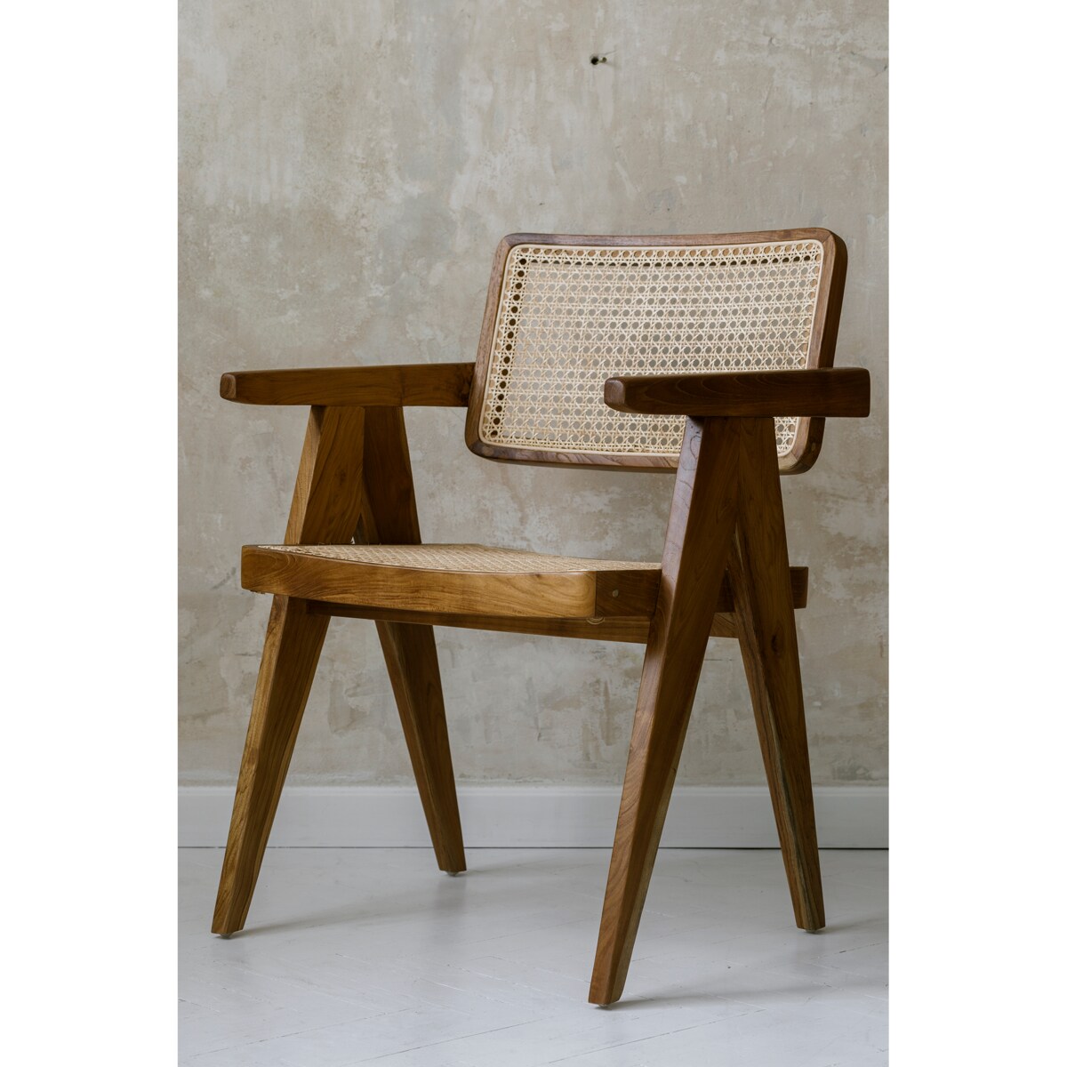 Fotel z tekowego drewna i rattanu - naturalny
