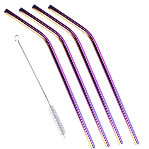 Metalowe Słomki Rurki Eko Wielorazowe Złote 4 Szt + Czyścik