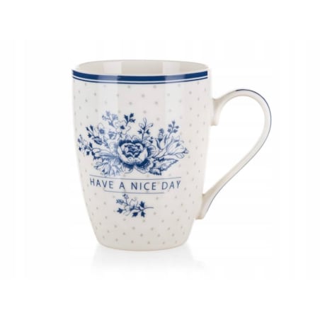 KUBEK CERAMICZNY 6 x 340 ml KWIATY BIAŁY BANQUET