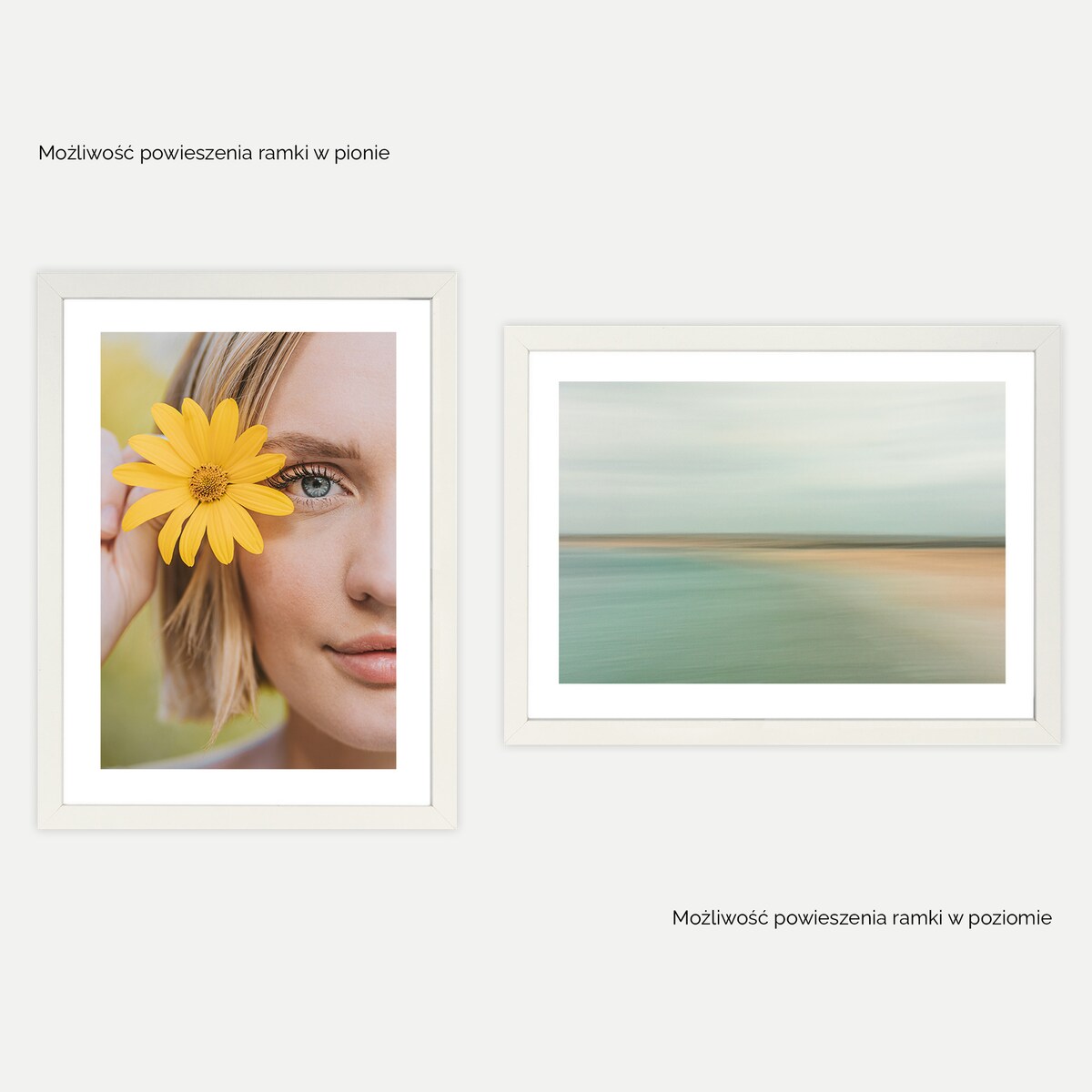 Ramka na zdjęcia 30x40 cm biała rama MDF z plexi do powieszenia pion poziom klasyczna ramka