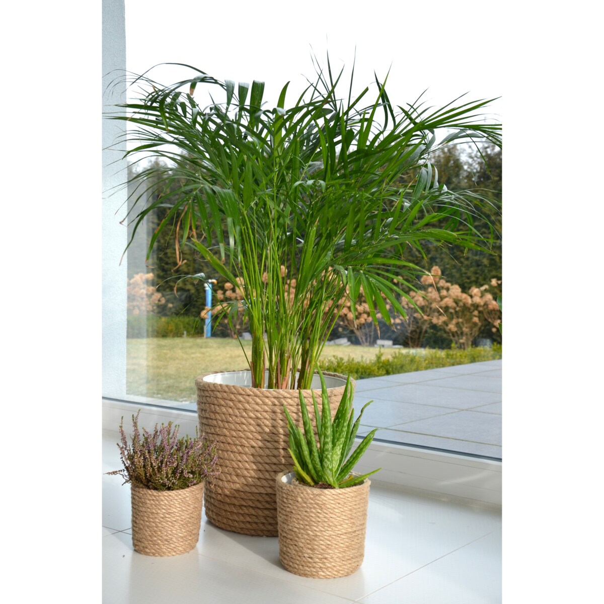 35 BOHO jutowa duża szeroka osłonka na doniczkę koszyk naturalna lina z trawy plecionej JUTA styl skandynawski etno loft wzór 35/210